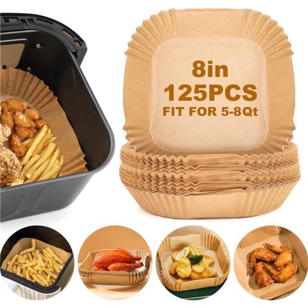 Air Fryer Paper Liners,125Pcs Parchment Paper, Air Fryer Disposable Paper Liner